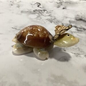 Tiny‎ Shell Turtle W/Hat Hand Crafted EUC